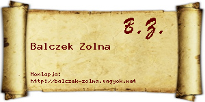 Balczek Zolna névjegykártya